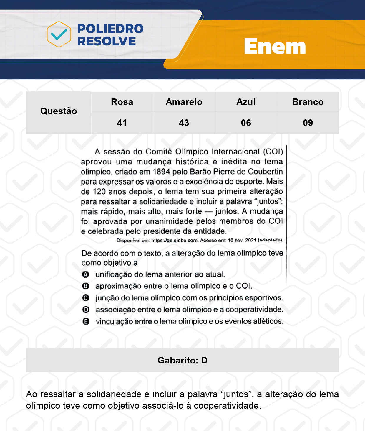 Questão 41 - 1º Dia - Prova Rosa - ENEM 2023