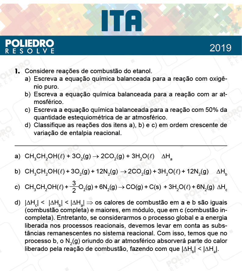 Dissertativa 1 - 2ª Fase - 1º Dia - MAT / QUI - ITA 2019