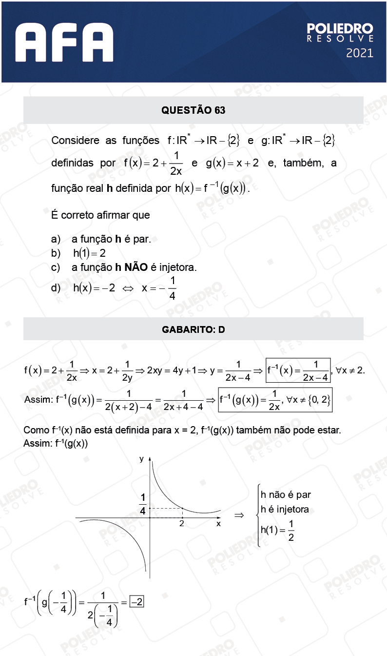 Questão 63 - Prova Tipo A - AFA 2021