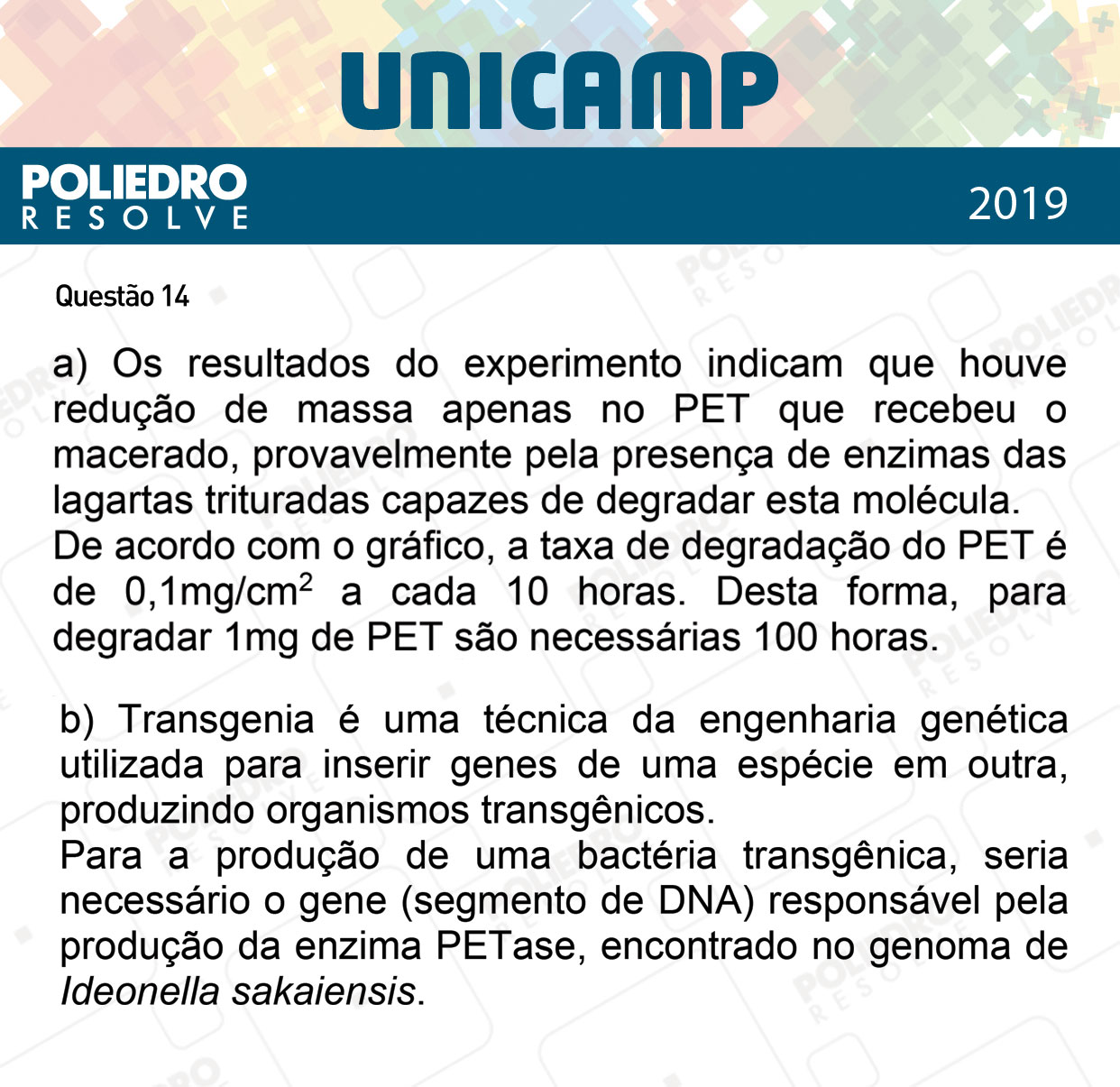 Dissertativa 14 - 2ª Fase - 3º Dia - Unicamp 2019
