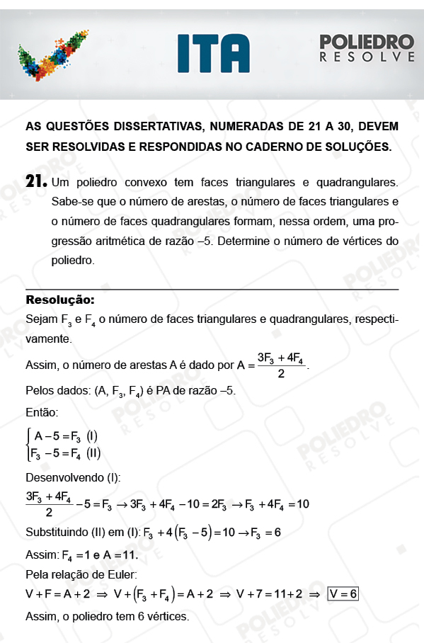 Dissertativa 21 - Matemática - ITA 2018