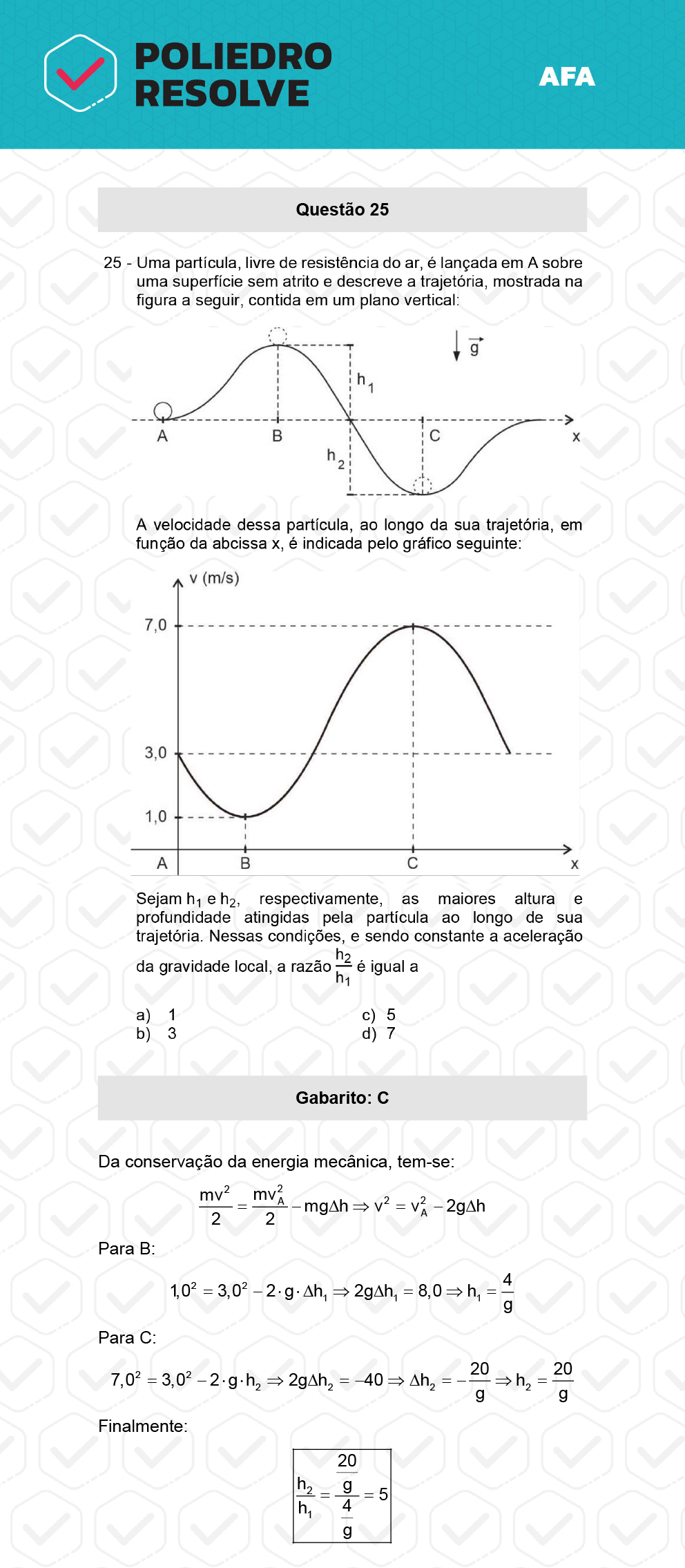 Questão 25 - Prova Tipo A - AFA 2023