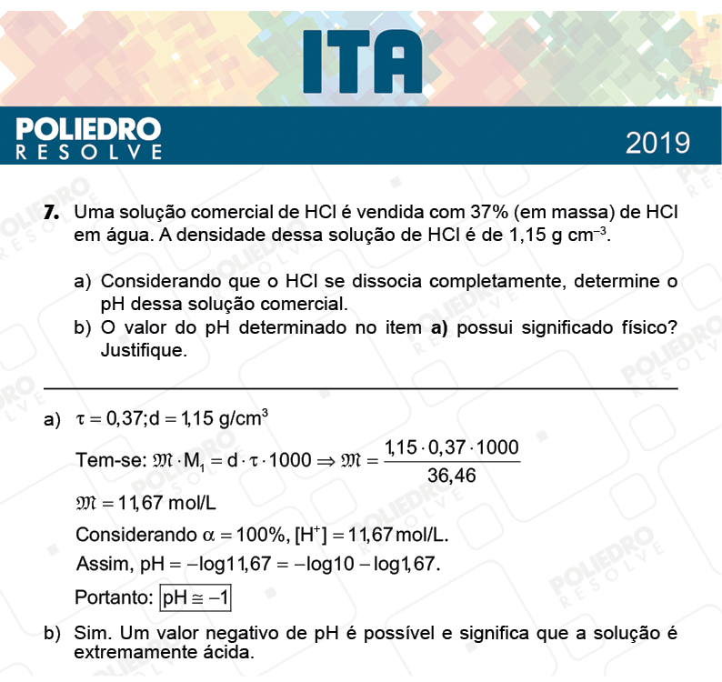 Dissertativa 7 - 2ª Fase - 1º Dia - MAT / QUI - ITA 2019