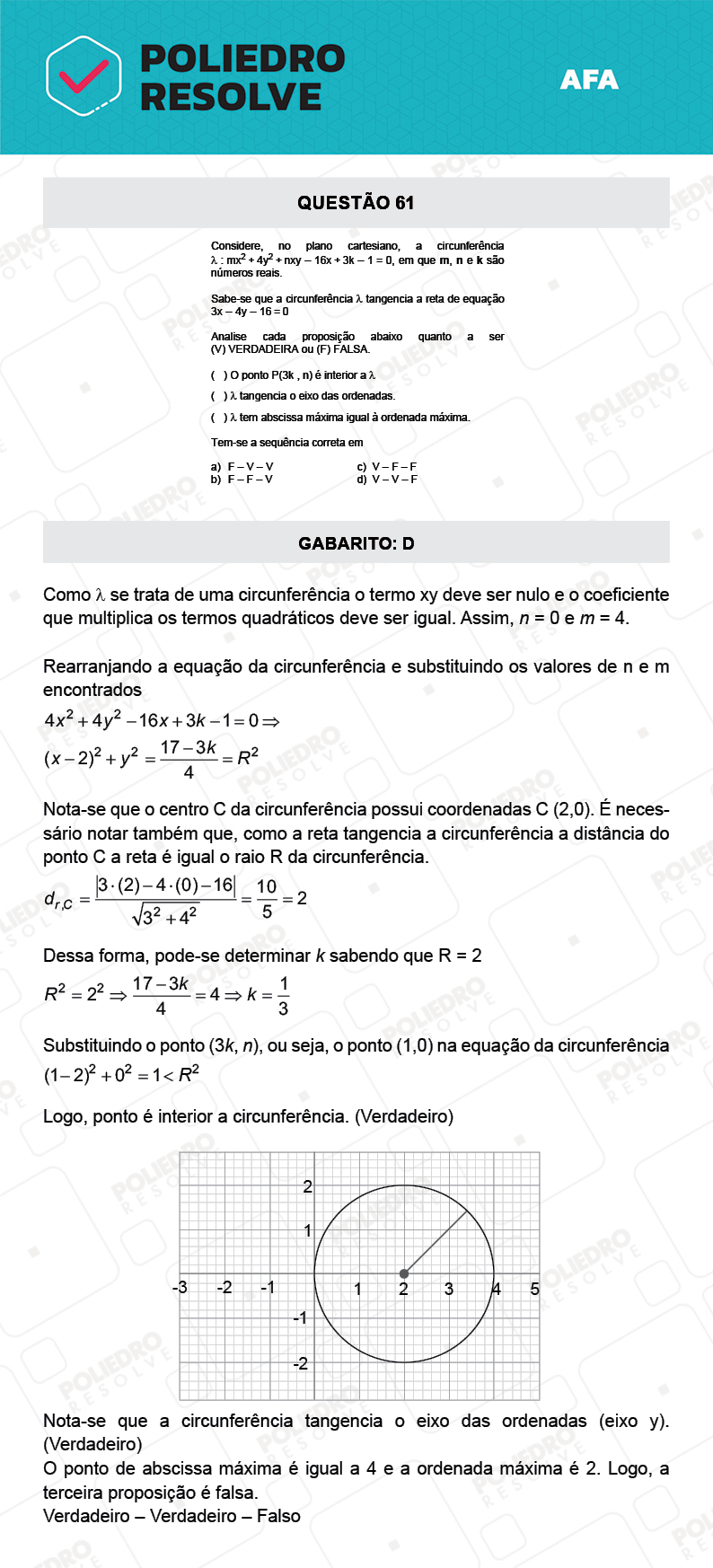 Questão 61 - Prova Tipo A - AFA 2022
