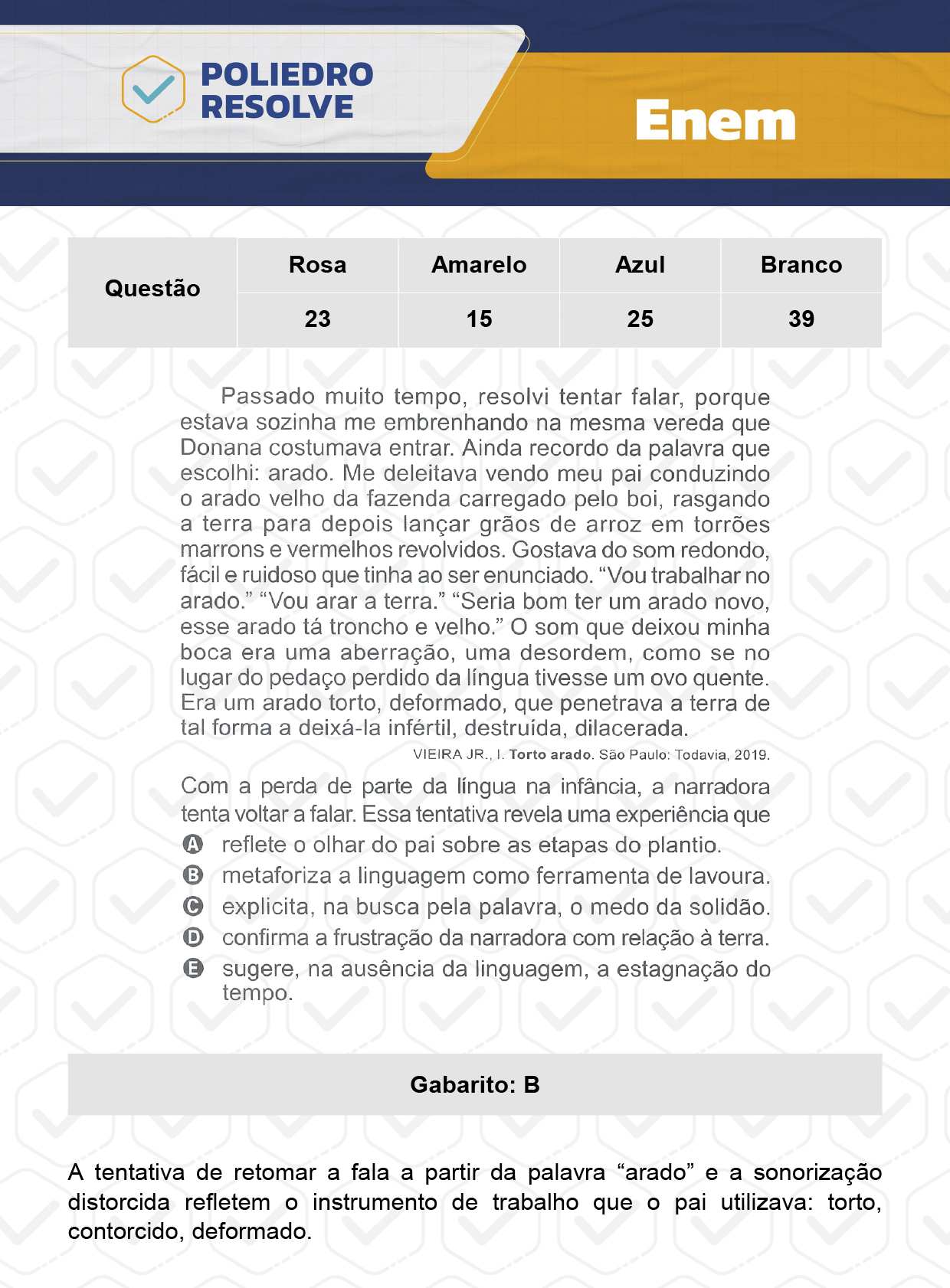 Questão 39 - 1º Dia - Prova Branca - ENEM 2023