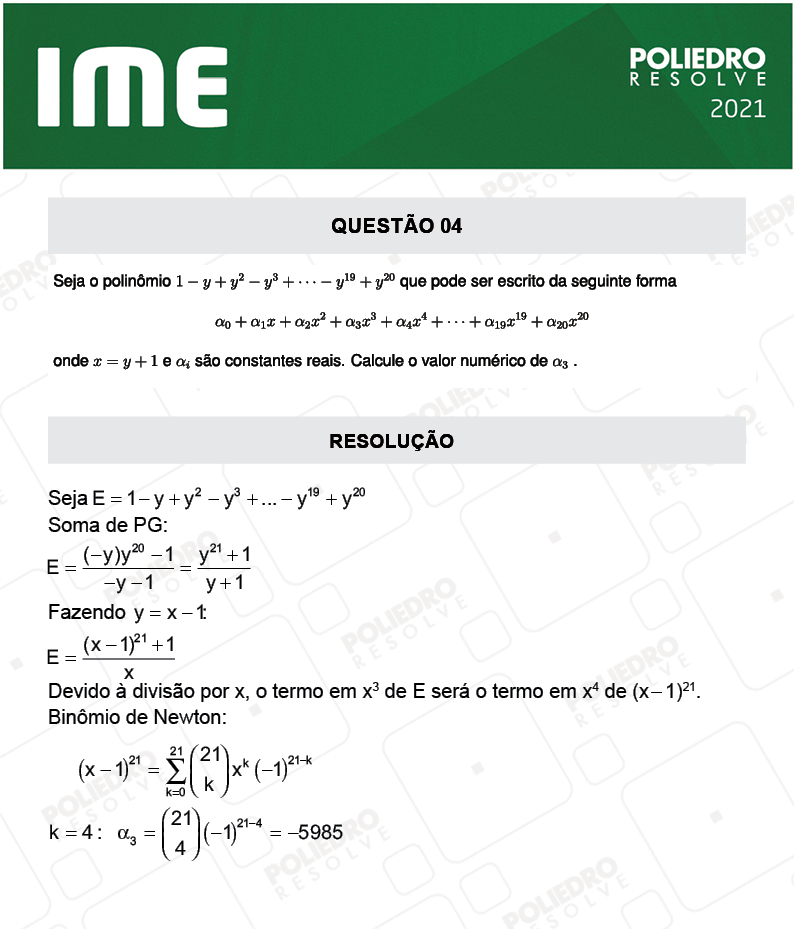 Dissertativa 4 - 2ª Fase - Matemática - IME 2021