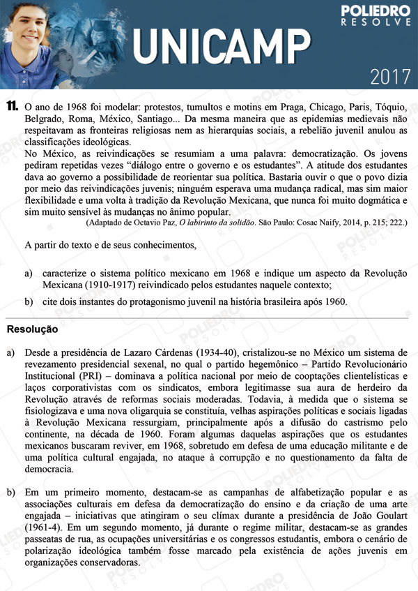 Dissertativa 11 - 2ª Fase 2º DIA - Unicamp 2017