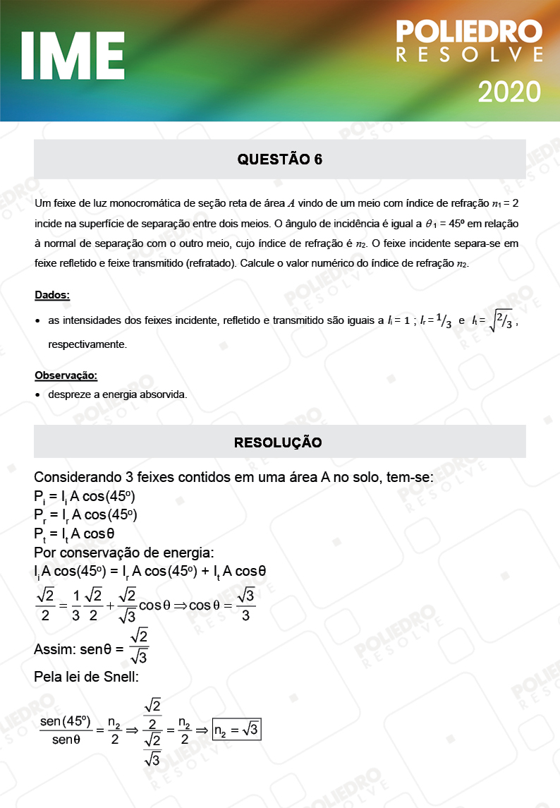 Dissertativa 6 - 2ª Fase - Física - IME 2020