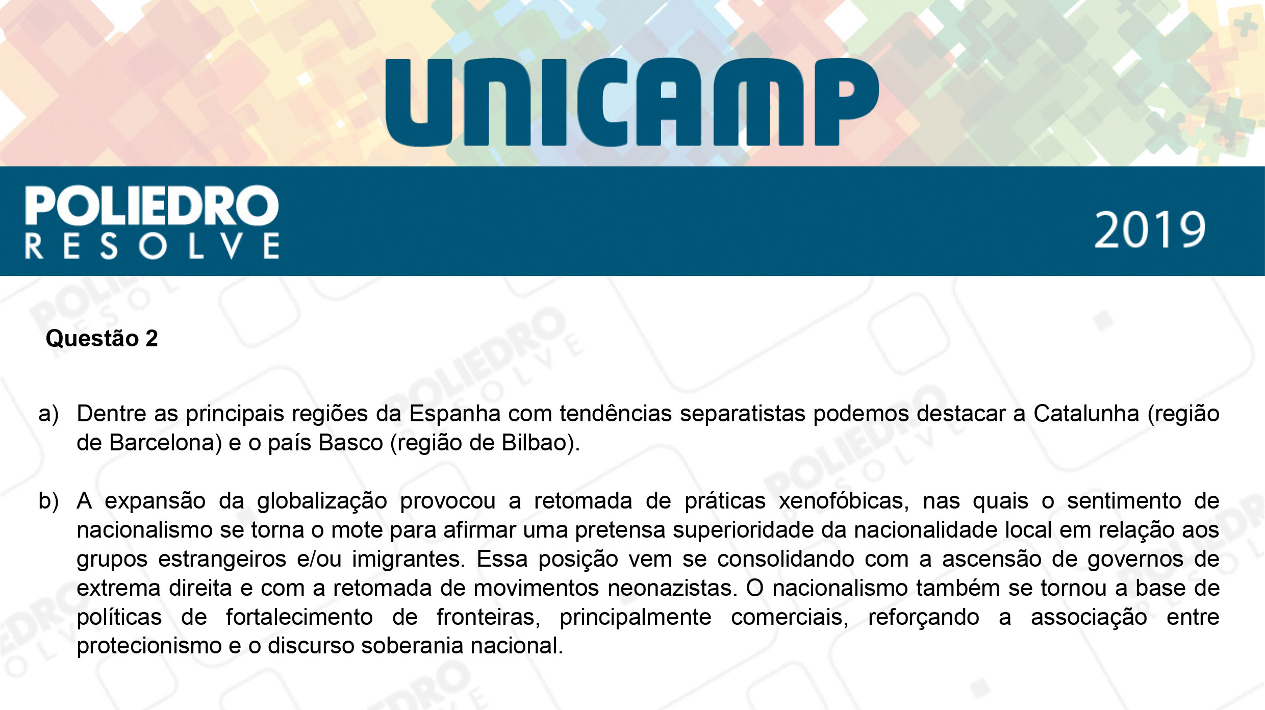 Dissertativa 2 - 2ª Fase - 2º Dia - Unicamp 2019