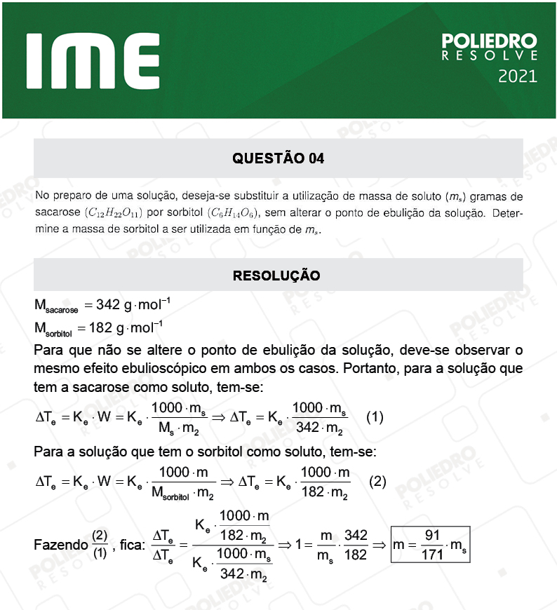 Dissertativa 4 - 2ª Fase - Química - IME 2021