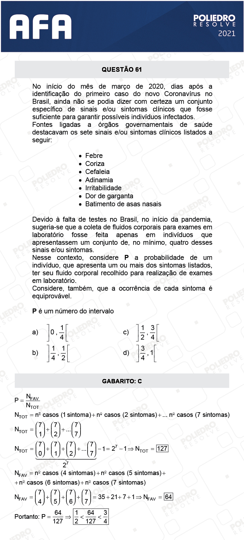 Questão 61 - Prova Tipo A - AFA 2021