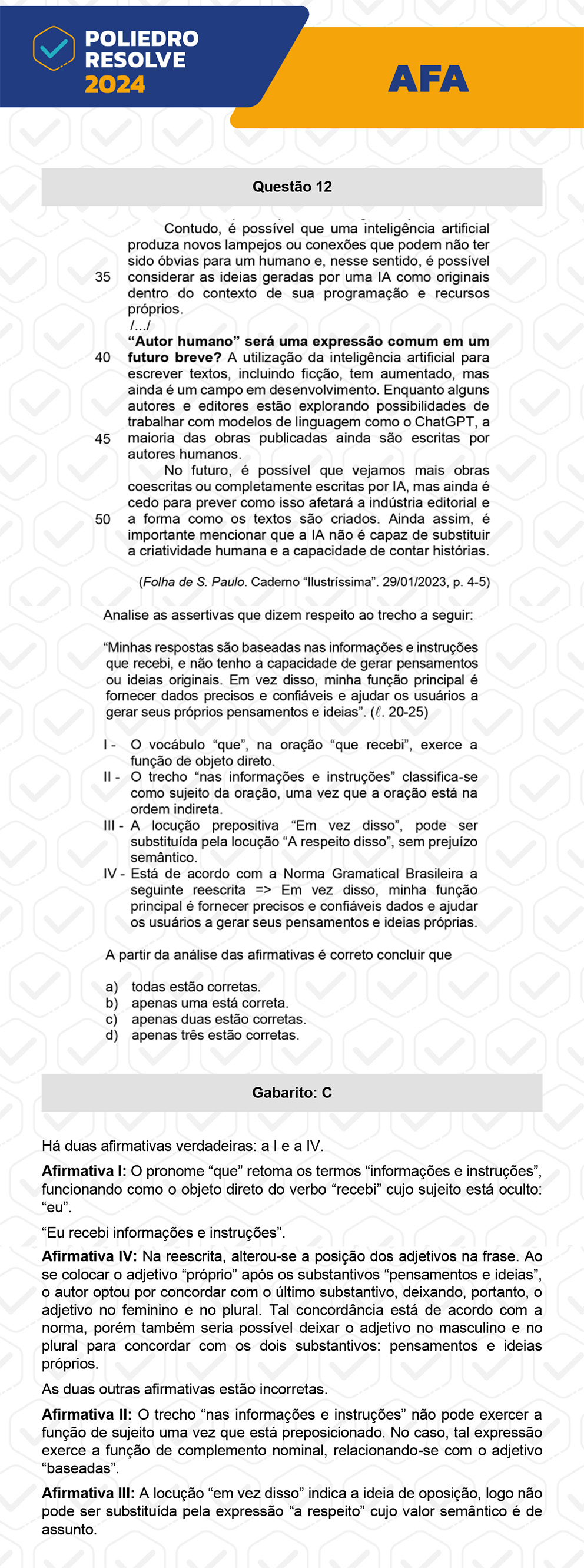 Questão 13 - Nova variação - AFA 2024