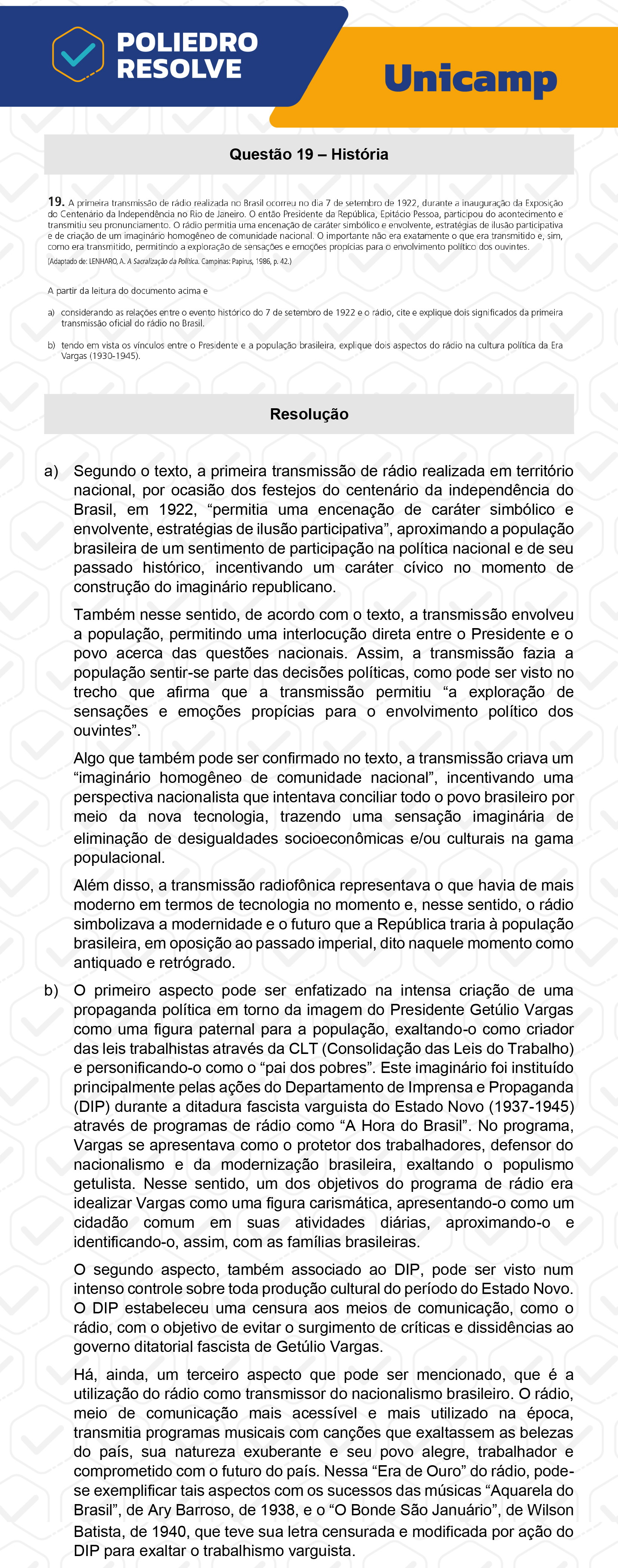 Dissertativa 19 - 2ª Fase - 2º Dia - Unicamp 2023