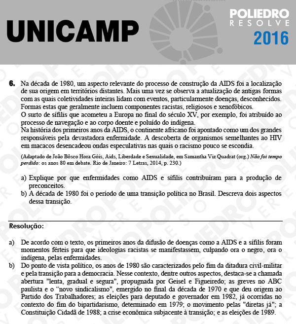 Dissertativa 6 - 2ª Fase 2º Dia - Unicamp 2016