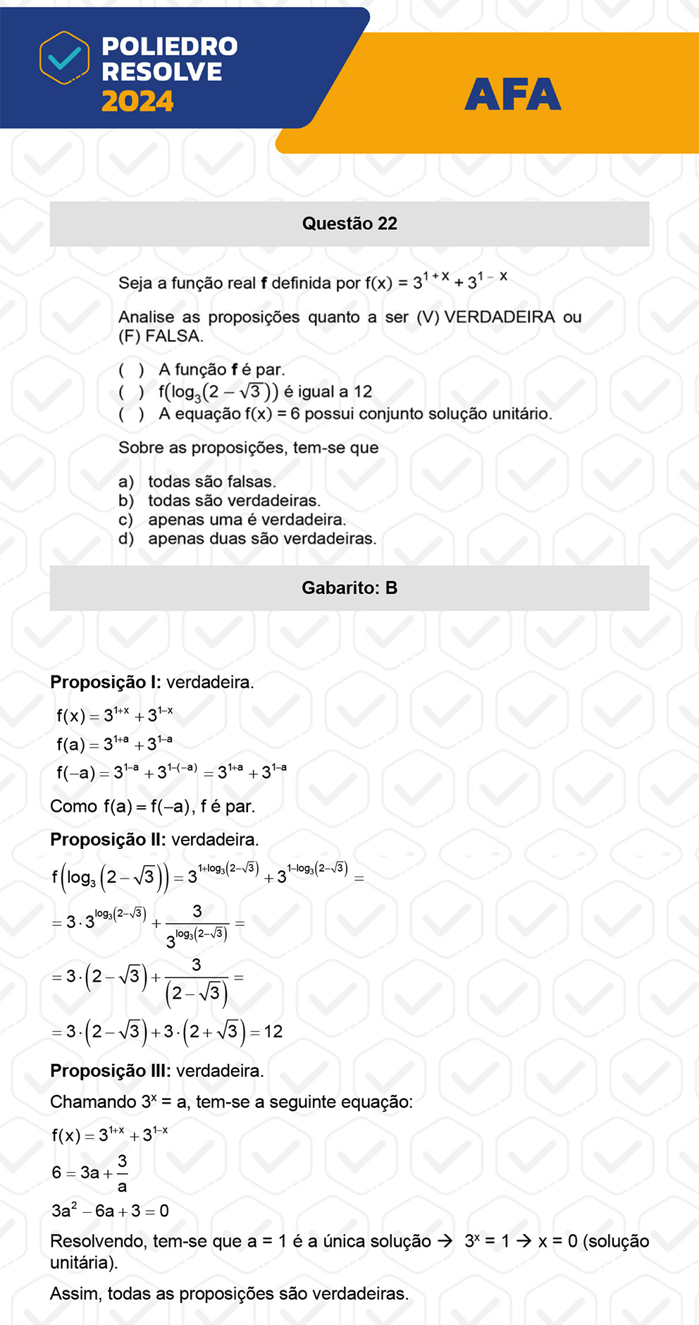 Questão 22 - Prova Tipo A - AFA 2024