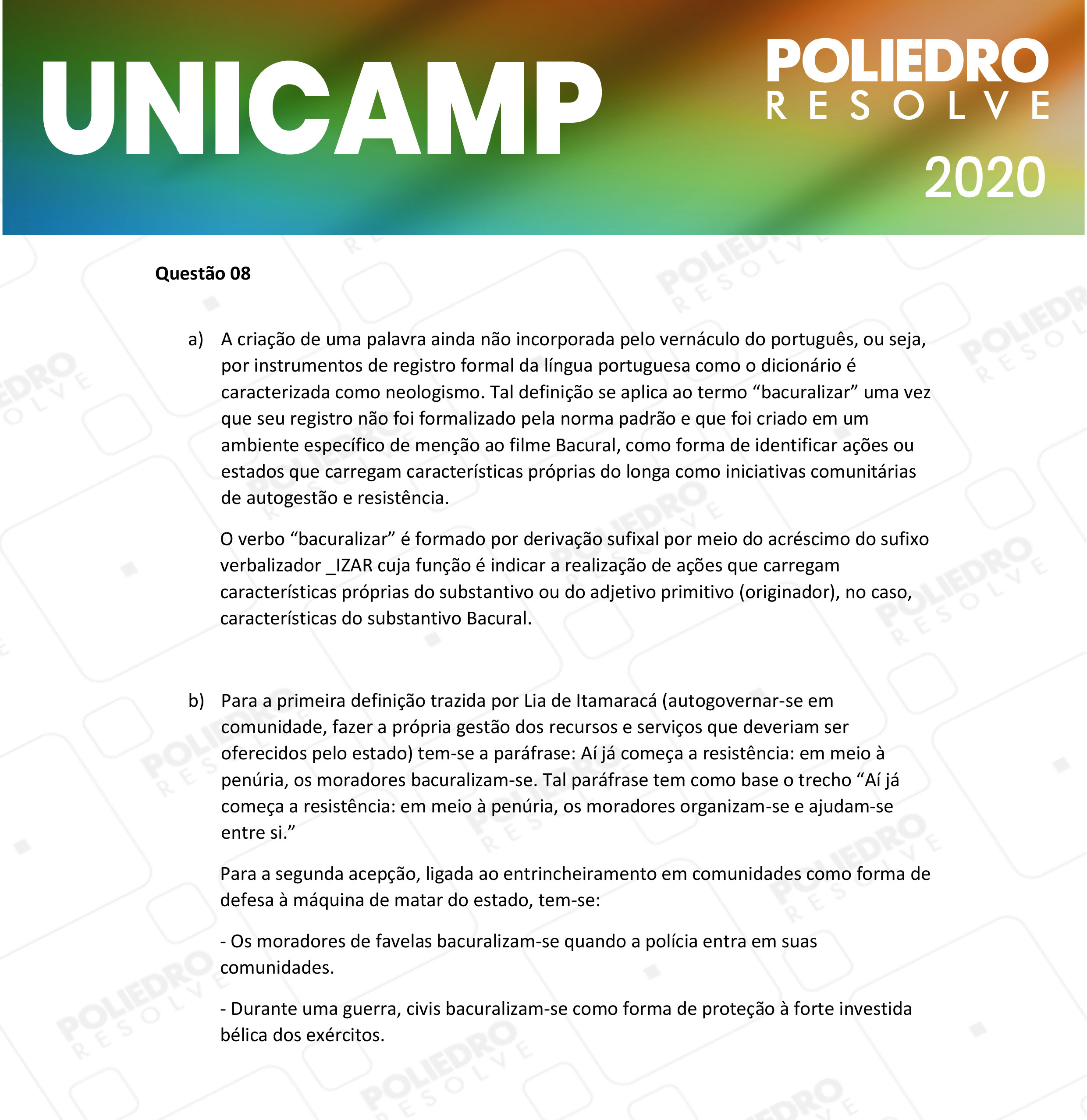 Dissertativa 8 - 2ª Fase - 1º Dia - Unicamp 2020