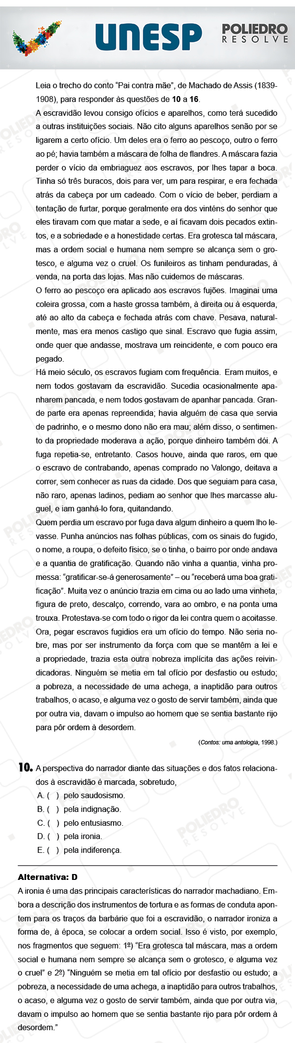 Questão 10 - 1ª Fase - PROVA 4 - UNESP 2018