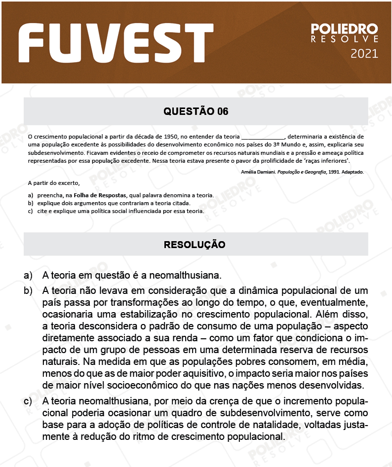Dissertativa 6 - 2ª Fase - 2º Dia - Fuvest 2021
