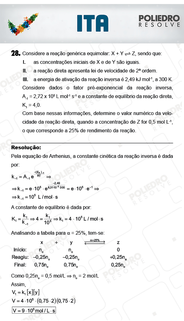 Dissertativa 28 - Química - ITA 2018