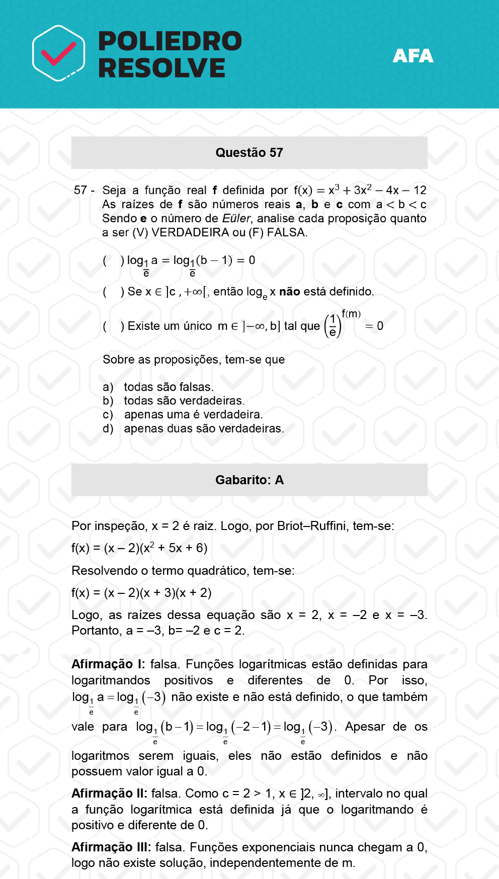 Questão 57 - Prova Tipo A - AFA 2023