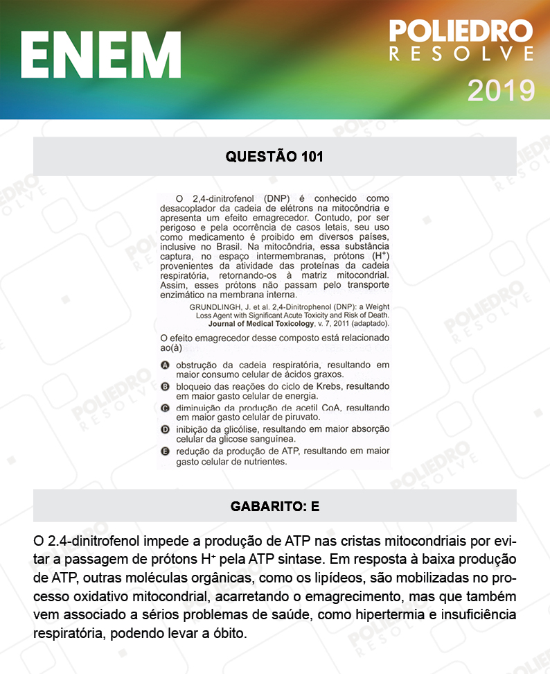 Questão 101 - 2º DIA - PROVA ROSA - ENEM 2019