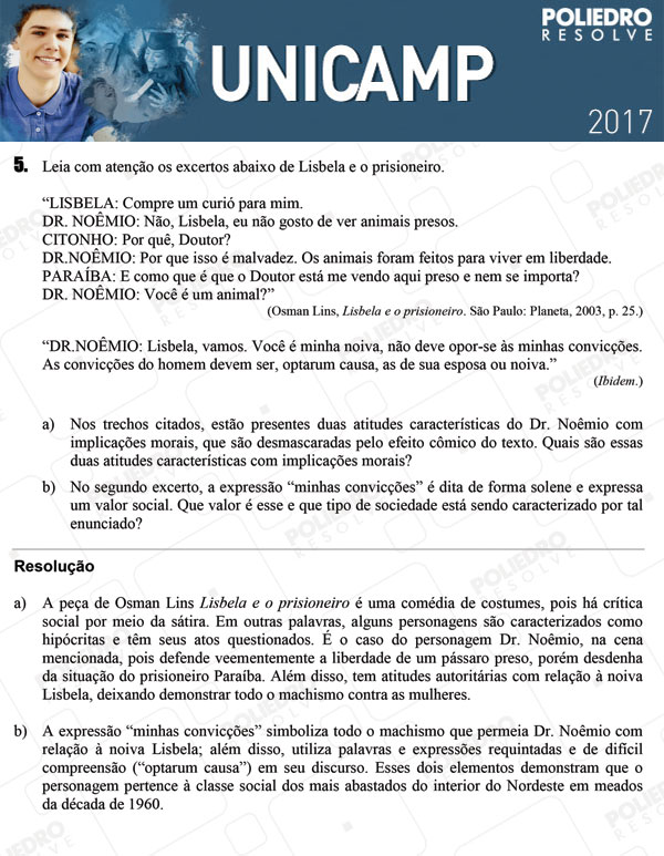 Dissertativa 5 - 2ª Fase 1º DIA - Unicamp 2017