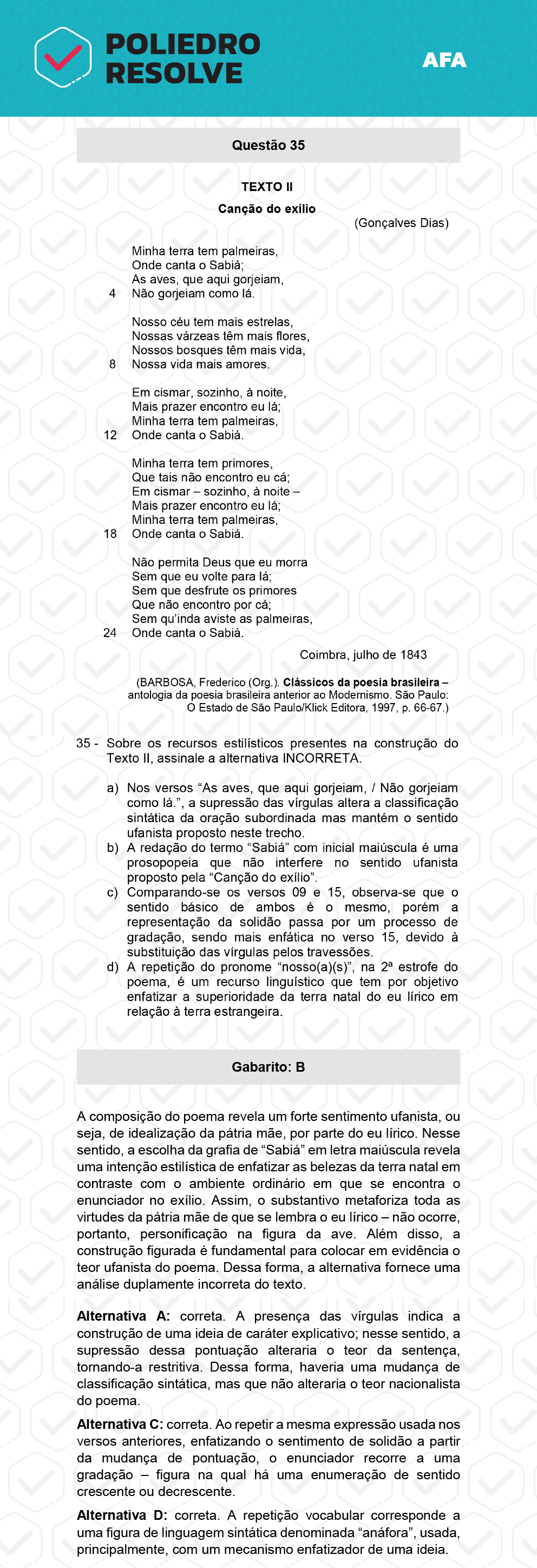 Questão 35 - Prova Tipo A - AFA 2023