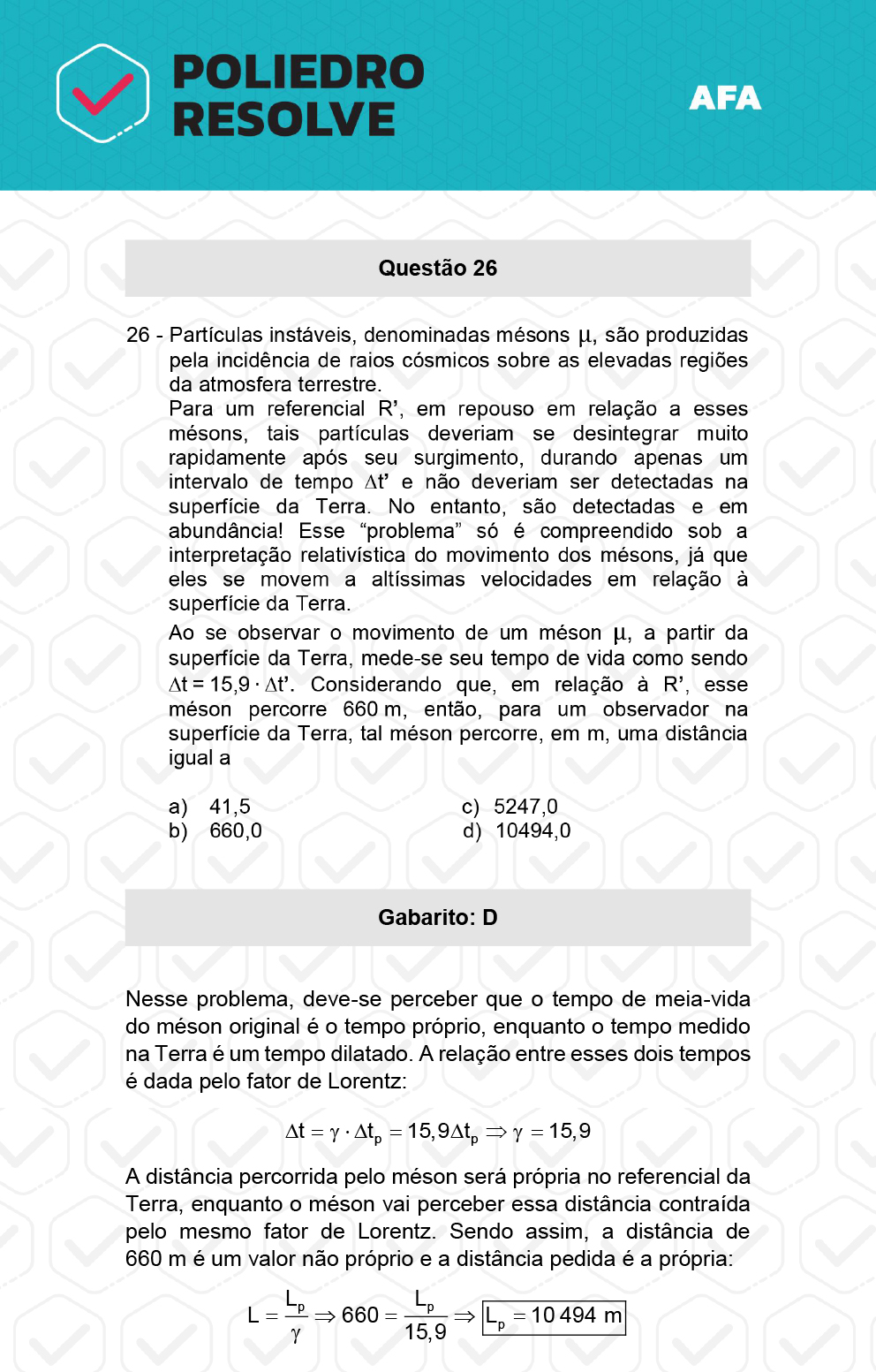 Questão 26 - Prova Tipo A - AFA 2023