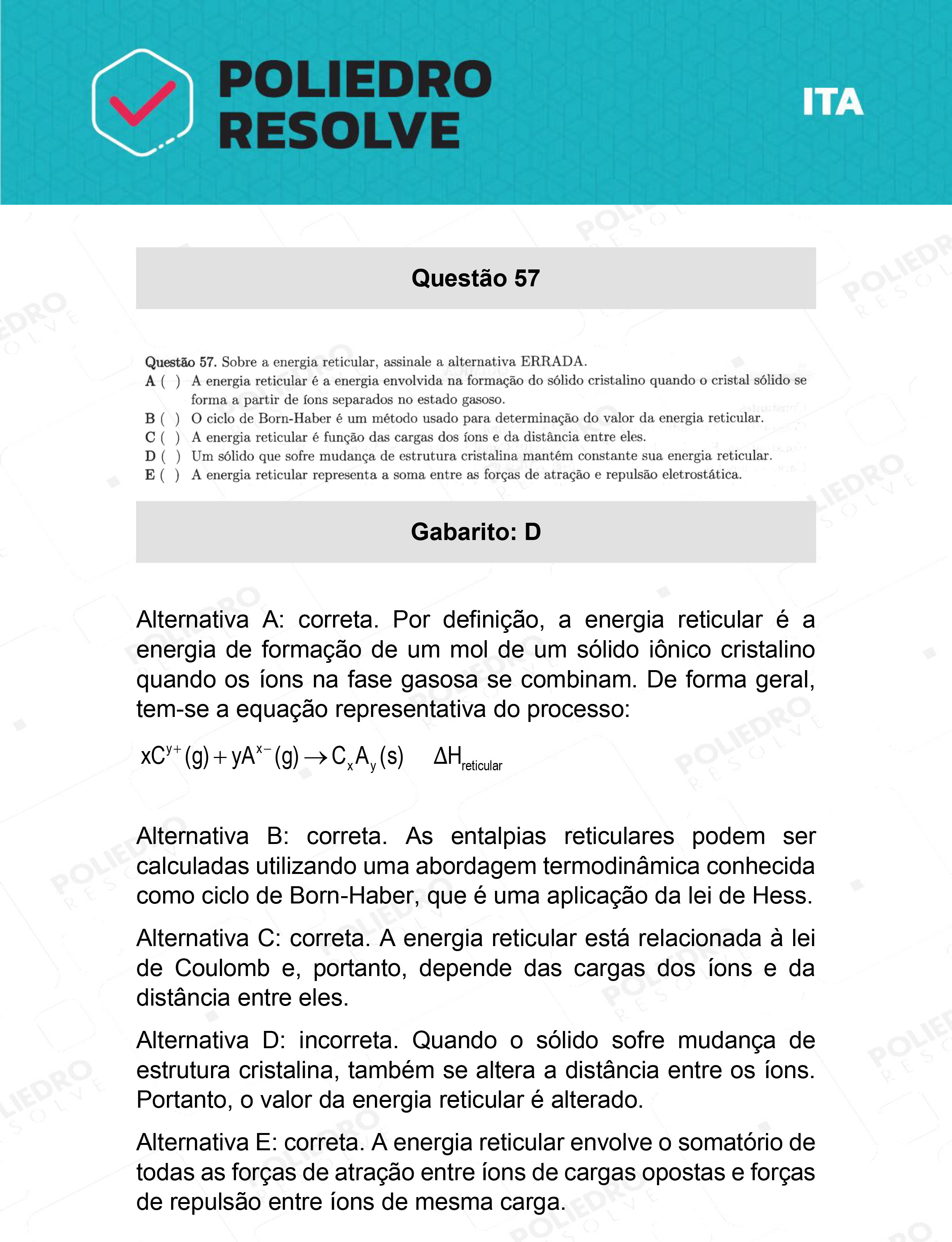 Questão 57 - 1ª Fase - ITA 2022
