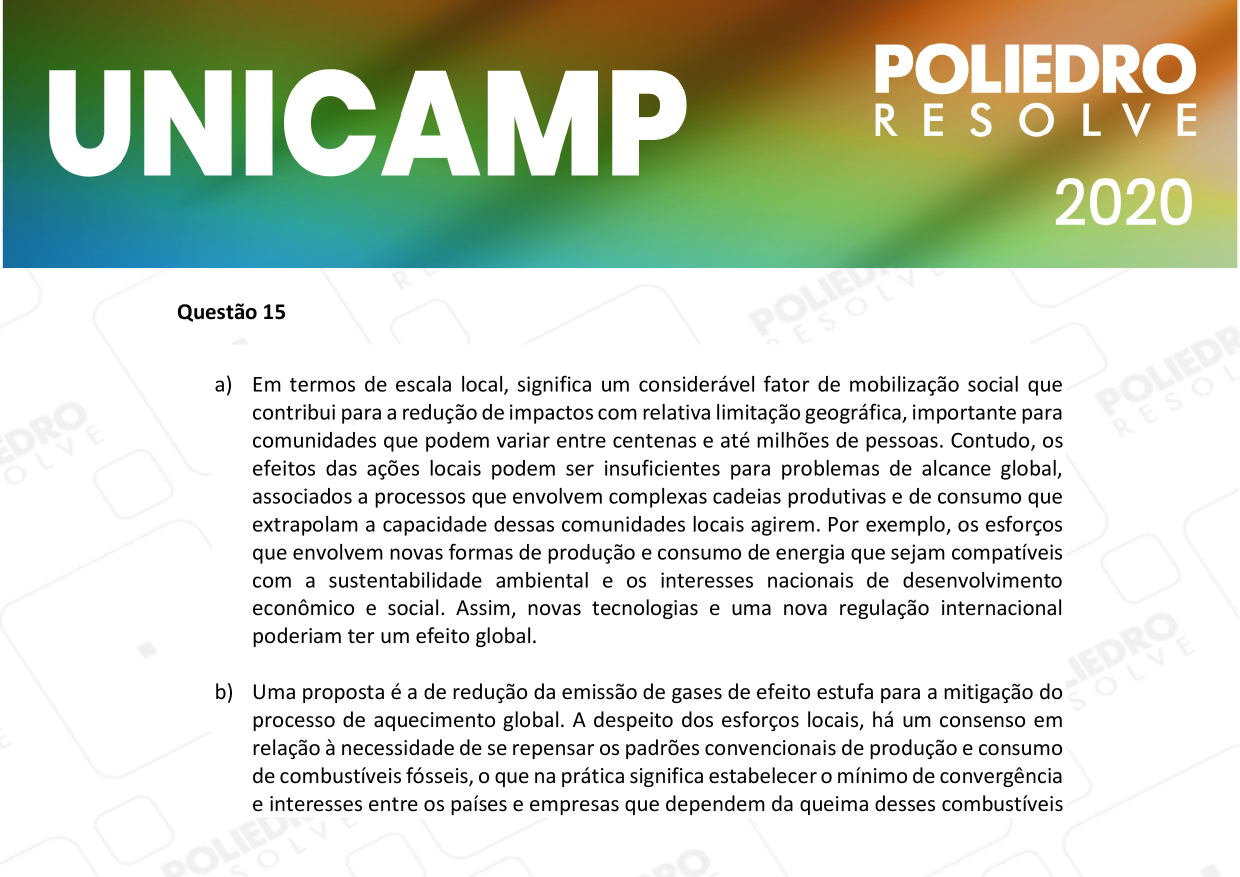 Dissertativa 15 - 2ª Fase - 2º Dia - Unicamp 2020