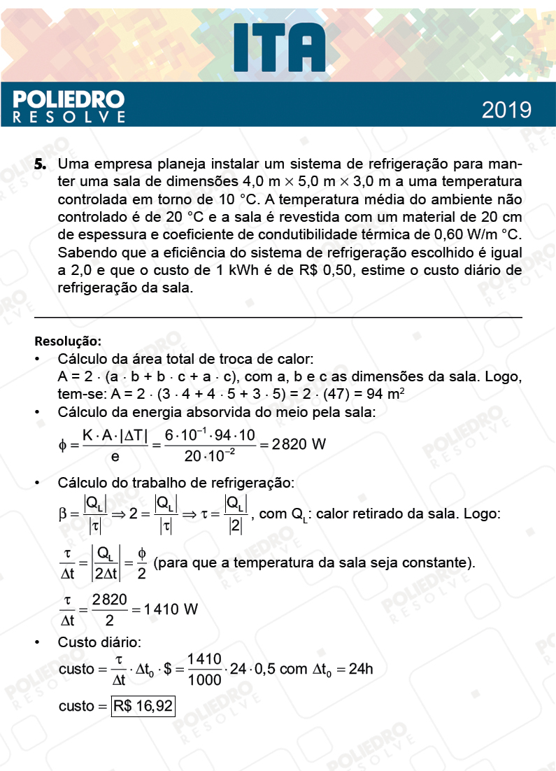 Dissertativa 5 - 2ª Fase - 2º Dia - FIS / RED - ITA 2019