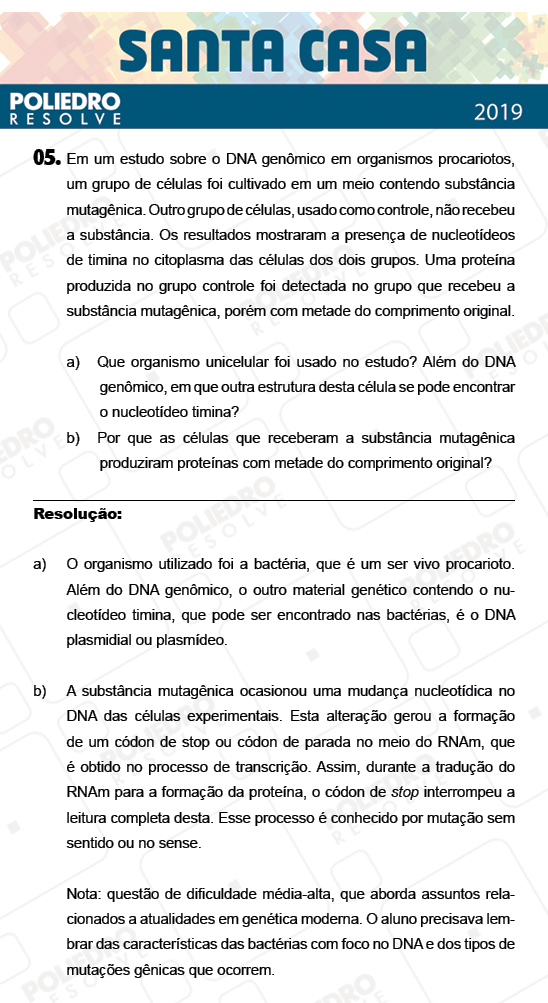 Dissertativa 5 - 1º Dia - Dissertativas - Santa Casa 2019