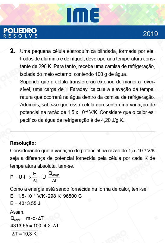 Dissertativa 2 - 2ª Fase - Química - IME 2019
