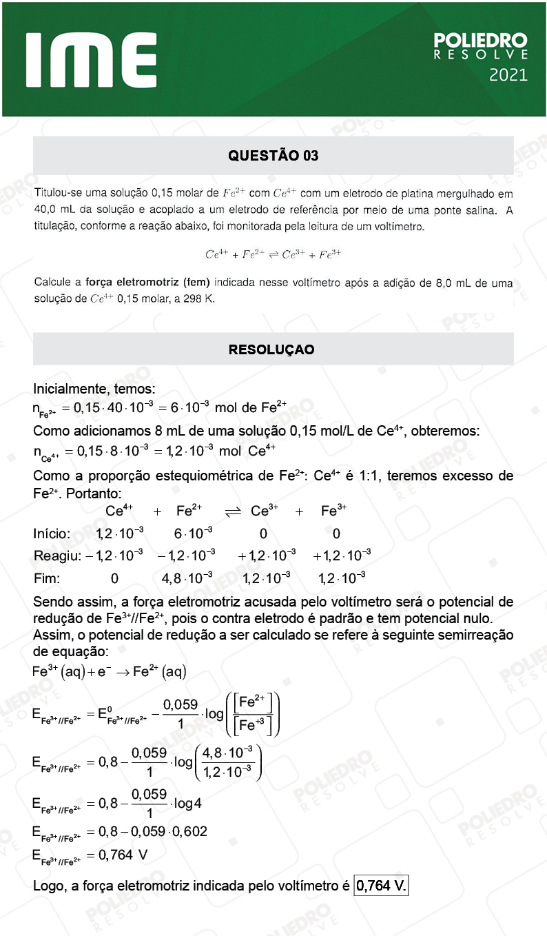 Dissertativa 3 - 2ª Fase - Química - IME 2021