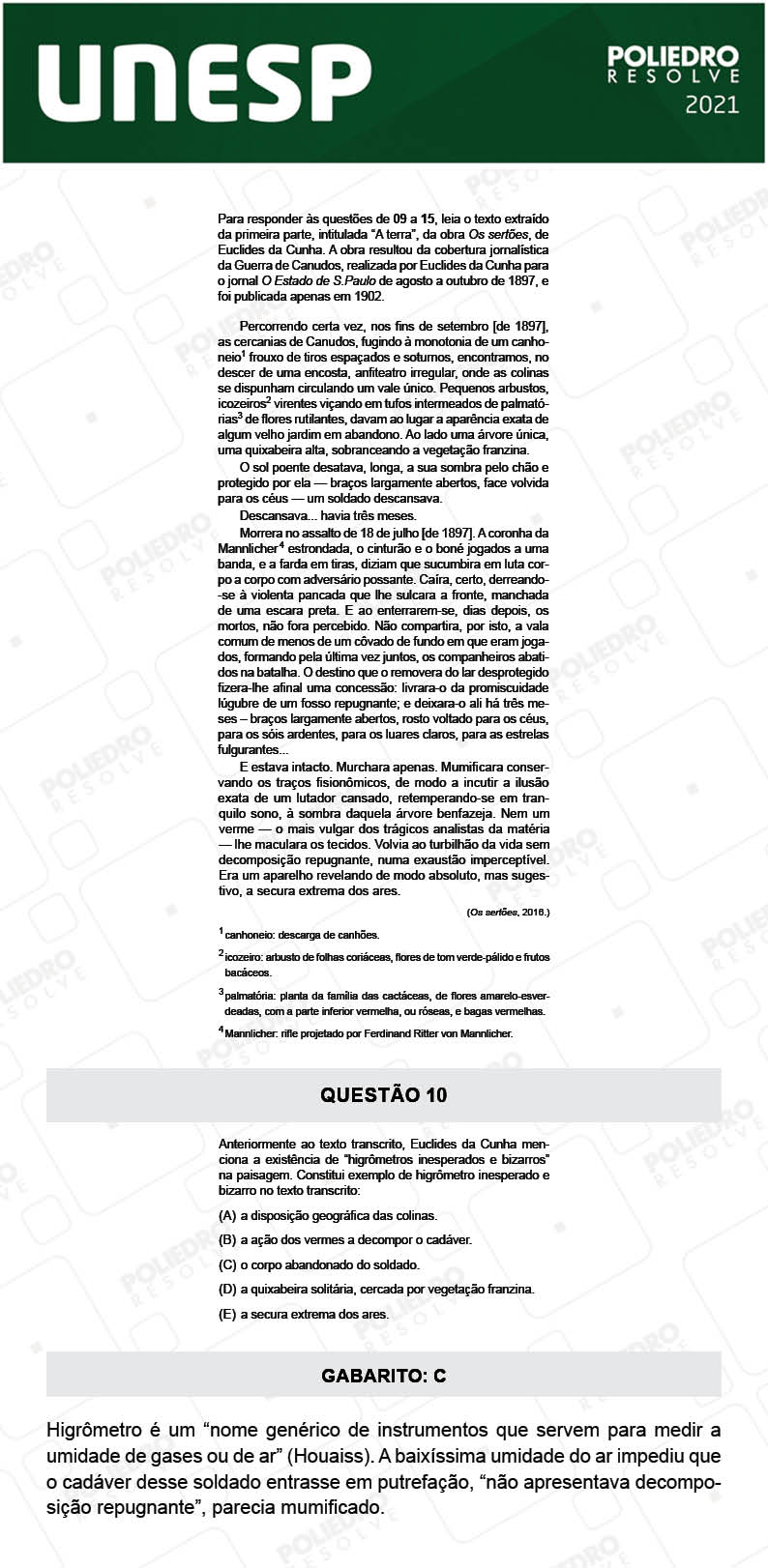 Questão 10 - 1ª Fase - 1º Dia - UNESP 2021