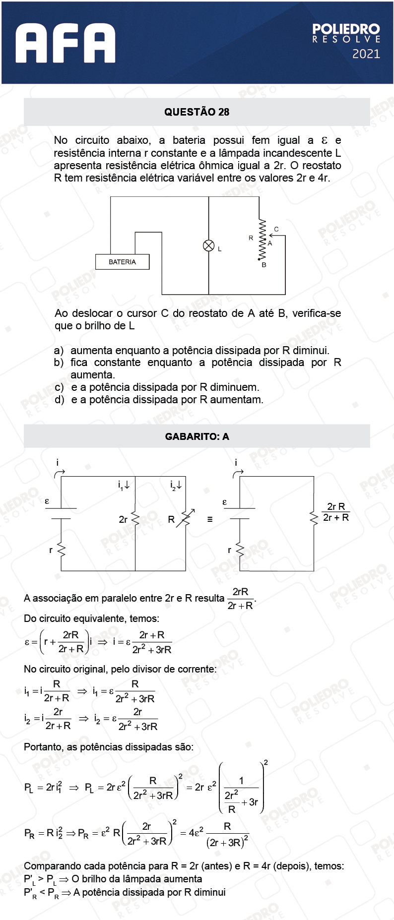 Questão 28 - Prova Tipo A - AFA 2021