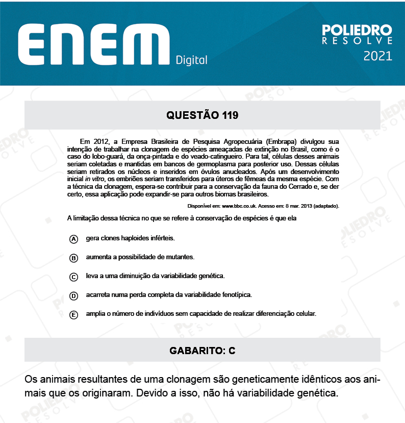 Questão 119 - 2º Dia - Prova Rosa - ENEM DIGITAL 2020