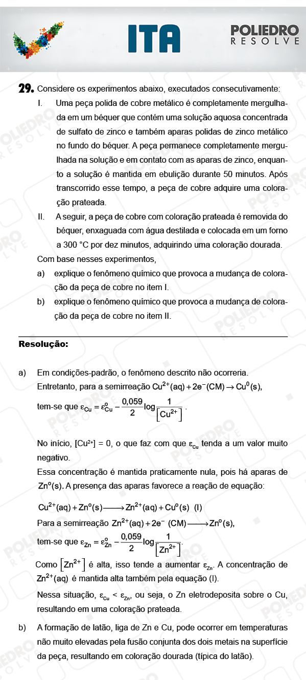 Dissertativa 29 - Química - ITA 2018