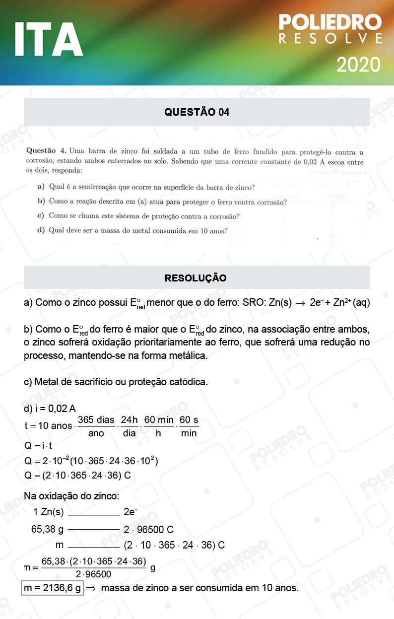 Dissertativa 4 - 2ª Fase - 1º Dia - Mat / Quí - ITA 2020