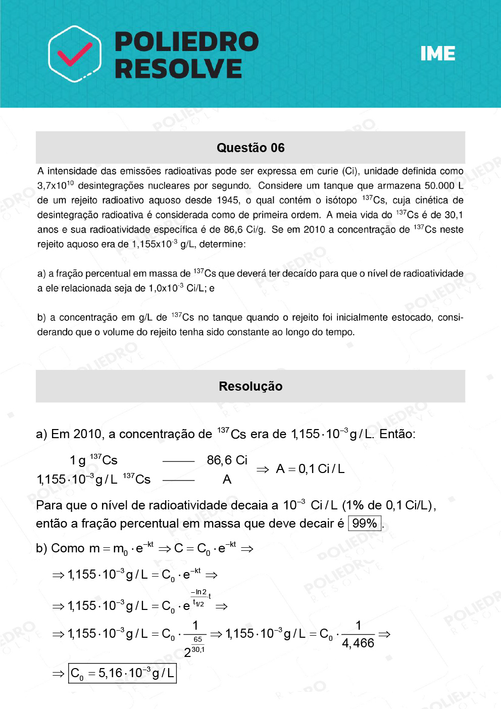 Dissertativa 6 - 2ª Fase - Química - IME 2022