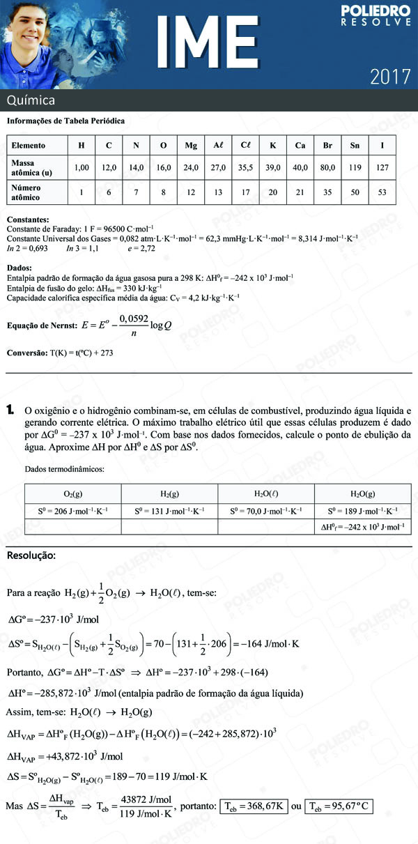 Dissertativa 1 - Química - IME 2017