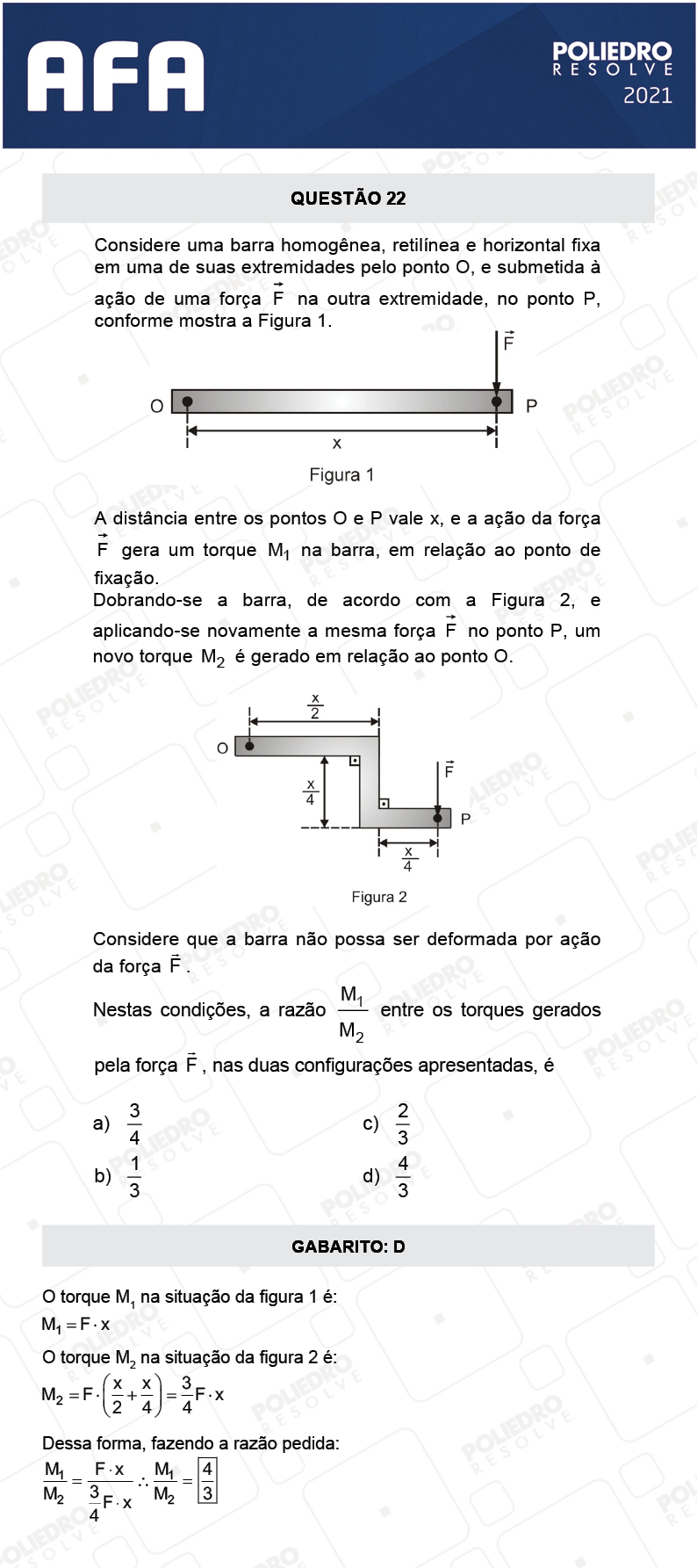 Questão 22 - Prova Tipo A - AFA 2021