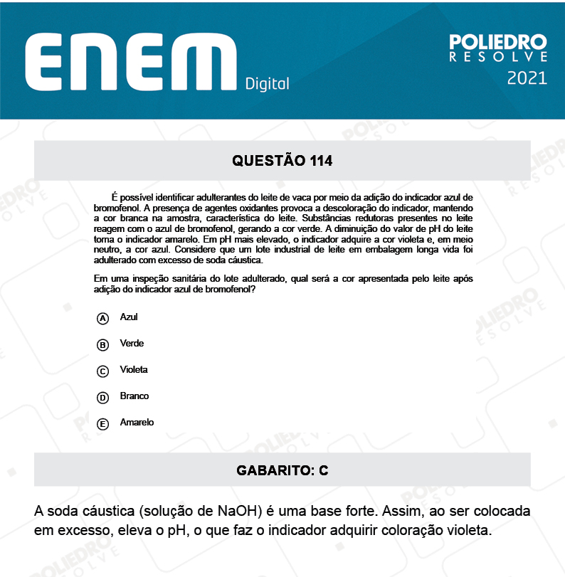 Questão 114 - 2º Dia - Prova Azul - ENEM DIGITAL 2020