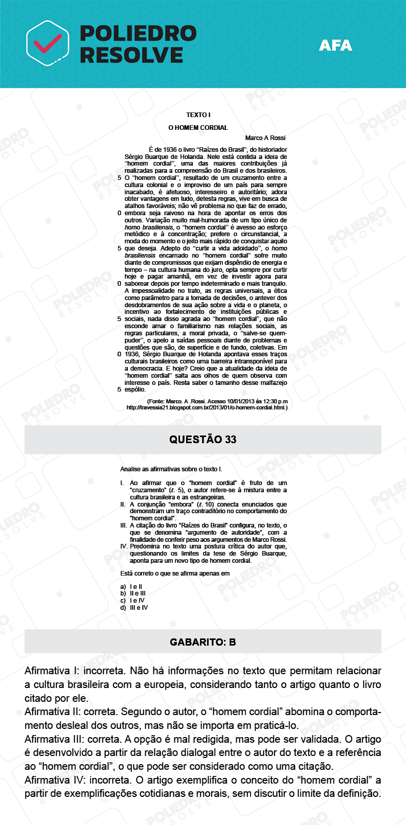 Questão 33 - Prova Tipo A - AFA 2022