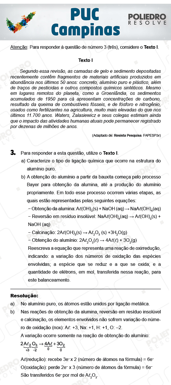 Dissertativa 3 - 2ª Fase - PUC Campinas 2018