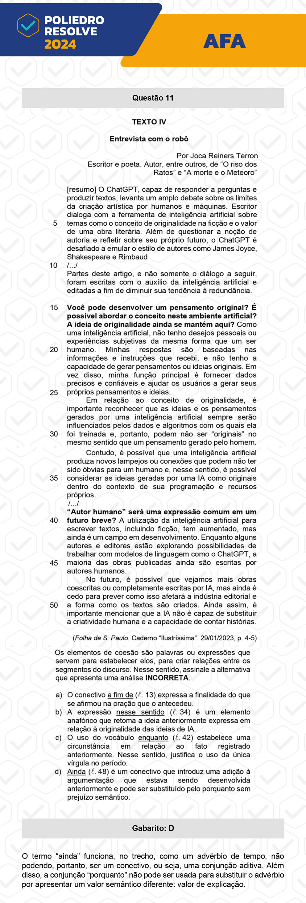 Questão 11 - Nova variação - AFA 2024