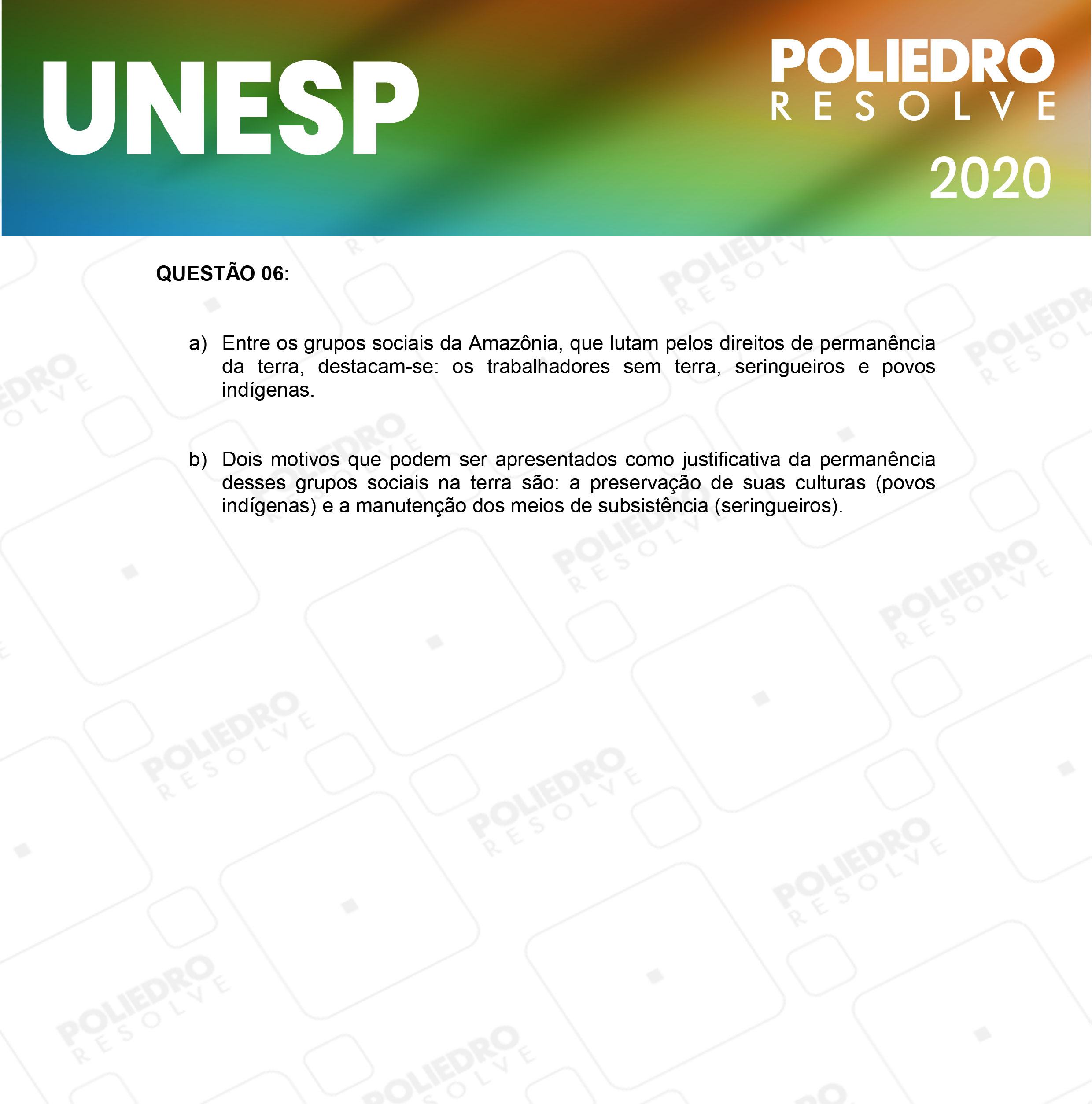 Dissertativa 6 - 2ª Fase - 1º Dia - Unesp 2020