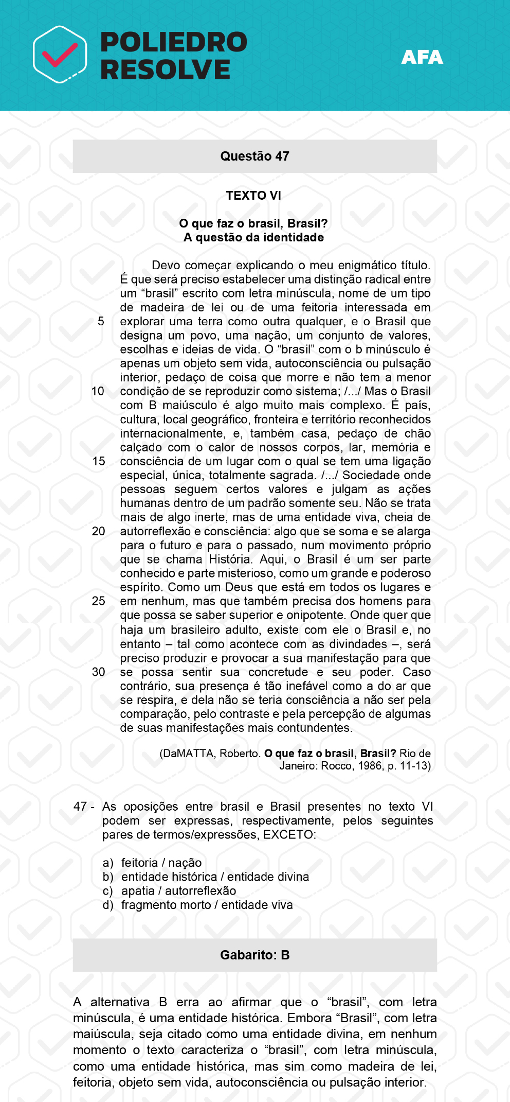 Questão 47 - Prova Tipo A - AFA 2023