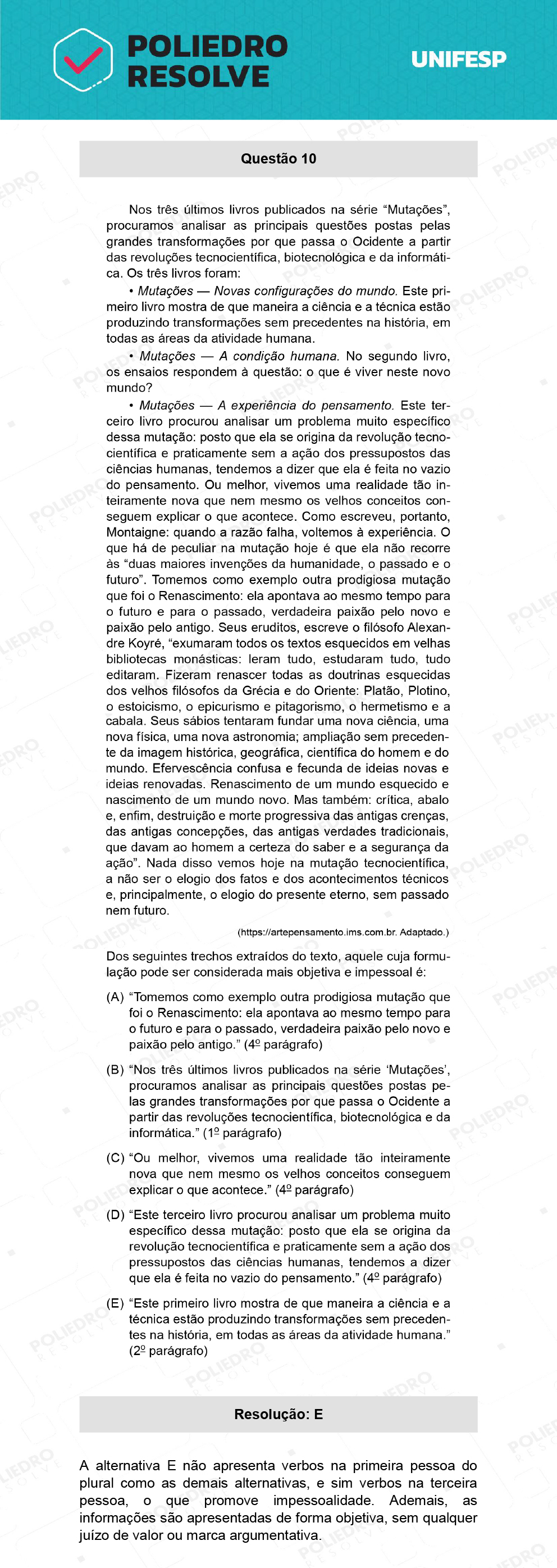 Questão 10 - 1º Dia - 20/01/22 - UNIFESP 2022
