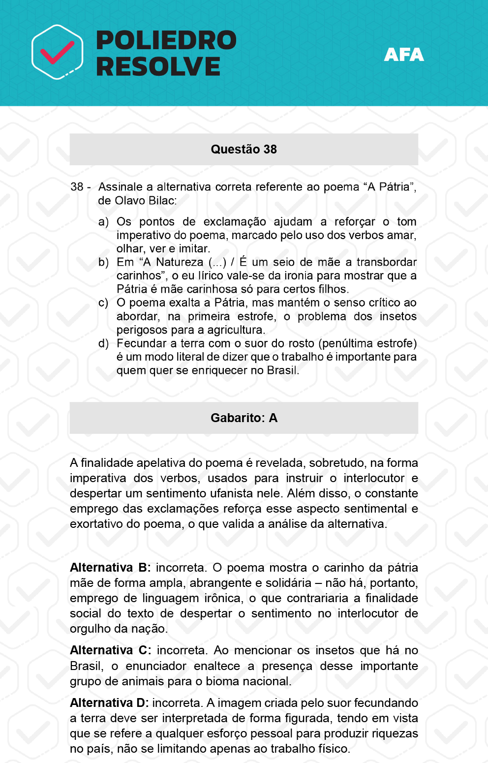 Questão 38 - Prova Tipo A - AFA 2023
